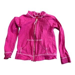 Hanes Kids Pink Zip Up Hoodie Size 6 6X Cotton Hooded Sweatshirt